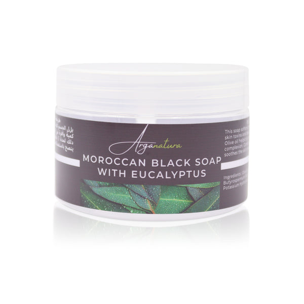 Moroccan Black Soap with Eucalyptus + FREE Loofah